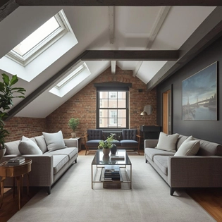 Finished loft conversion with roof windows