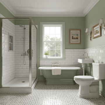 Traditional bathroom London with clawfoot bathtub and classic taps